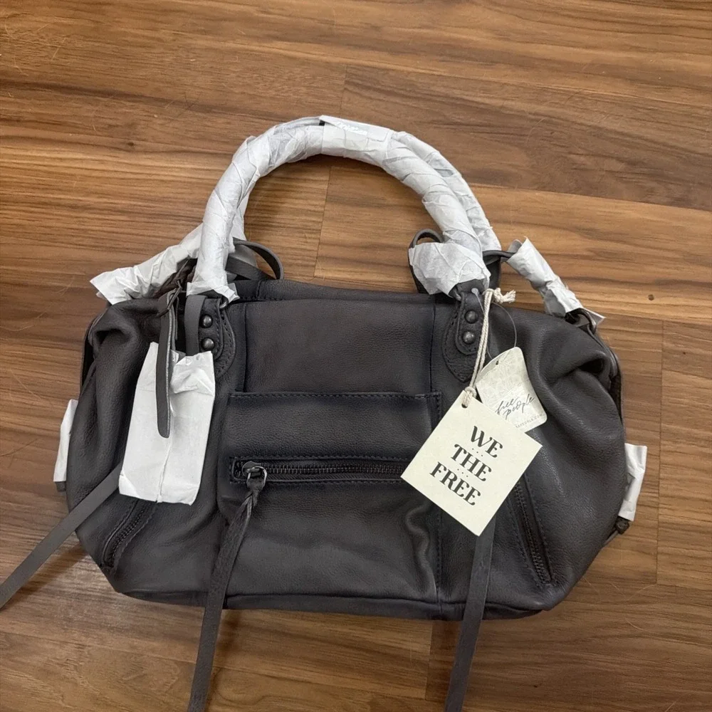 NWT We The Free Baby Emerson Tote Bag Gravel Rock Gray 100% Leather